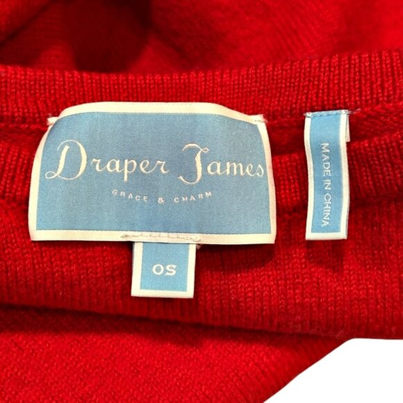 Draper James Womens Sweater Cape Poncho OS One Size Red Blue Wool Blend Nautical - Picture 8 of 11